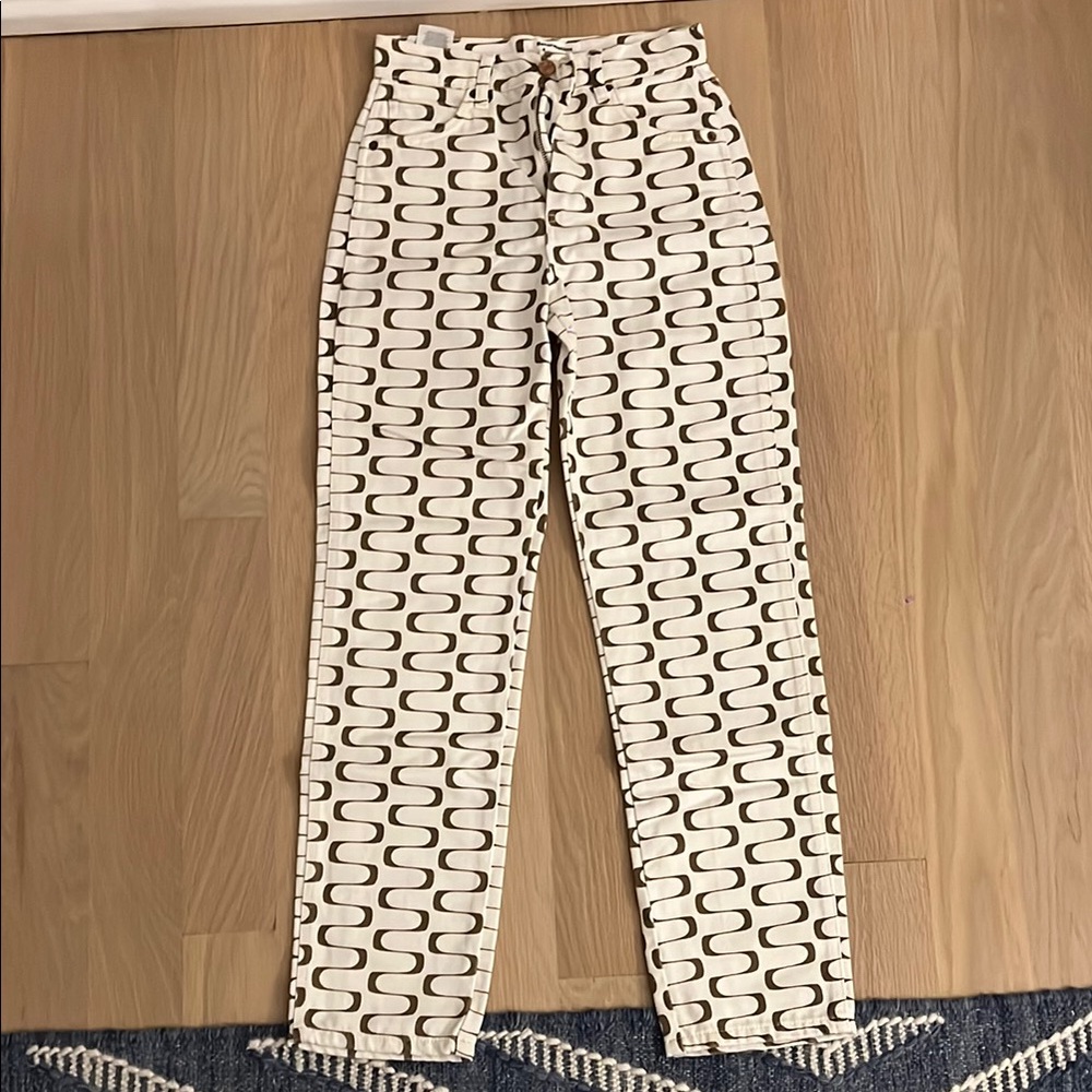 Reformation Black and brown Patterned Straight Leg Jeans